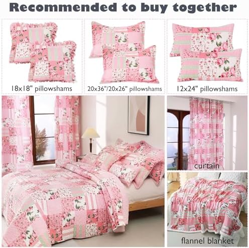Cmfshape Floral Bedspread and Pillow Shams Set - Queen Size