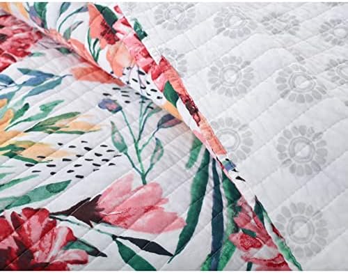 Twin Quilt Set 2-Piece Reversible Cotton Bedspread with Shams in Pink