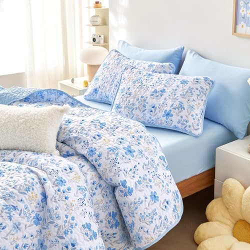 Wake In Cloud - Floral Quilt Set 3-Piece Twin Size