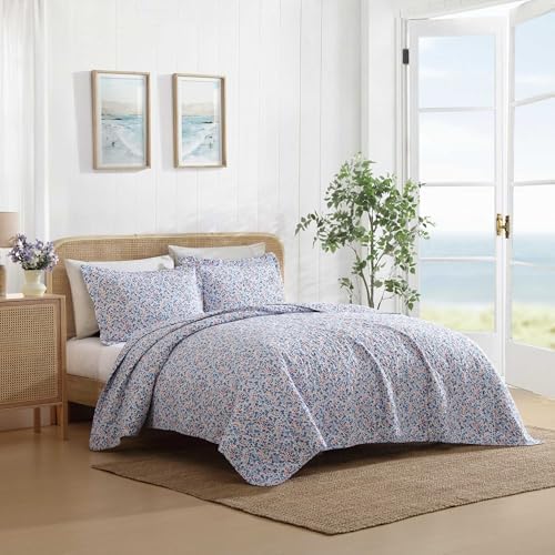 Laura Ashley Leona Flower Red Quilt Set FullQueen