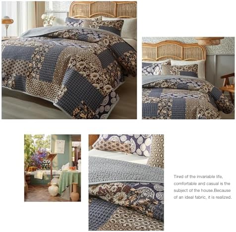 ROOMLIFE Twin Quilt Set - 3-Piece Cotton Boho Bedding