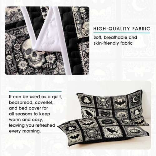Witch Throw Pattern Quilt Set - Queen Twin Full Halloween Decor
