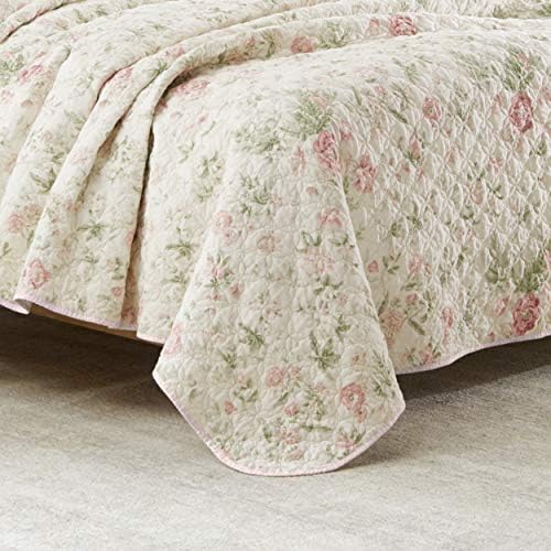 Laura Ashley Twin Quilt Set Reversible Cotton Bedding with Matching Sham 1