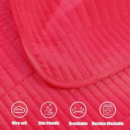 Whale Flotilla Ultra Soft Queen Quilt Set Hot Pink Microfiber 3-Piece Bedding
