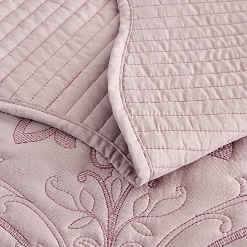 CHIXIN Oversized King Bedspread Set - Damask Paisley Pattern 4 Piece Reversible