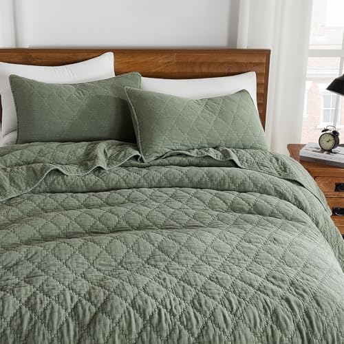 Palassio Olive Green Twin Quilt Set with 1 Sham 1