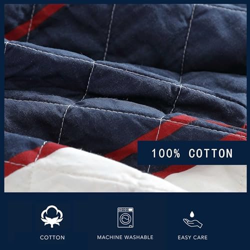 Nautica Twin Quilt Set with Reversible Striped Design