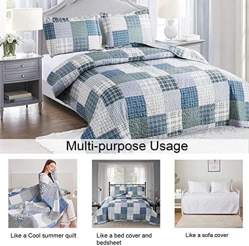 Ycosy Plaid Quilt Set Twin Size Reversible Bedspread