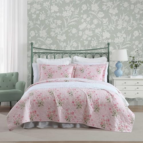 Laura Ashley King Quilt Set with Shams and Coquette Decor