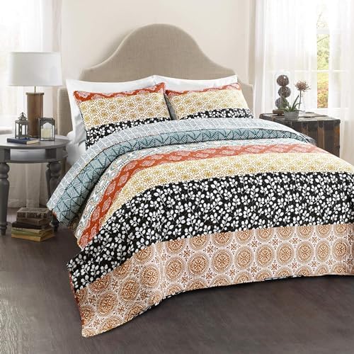 Lush Decor Boho Stripe Reversible Quilt Set 3 Piece FullQueen