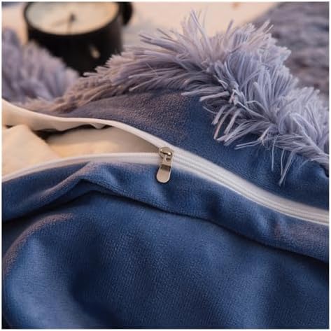 4pcs Blue Super King Green Plush Velvet Duvet Cover Set