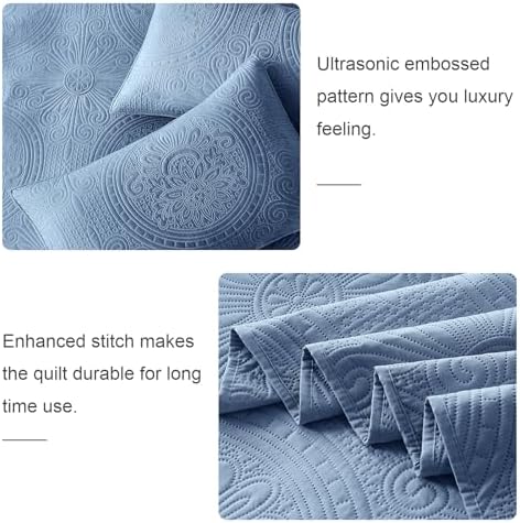 WURUIBO Quilt Set - Bluish Grey Microfiber Bedding