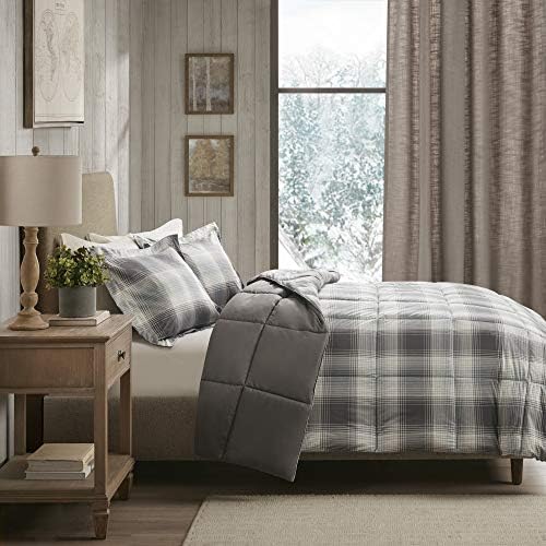 Woolrich Plaid Grey Comforter Set Twin 2 Piece