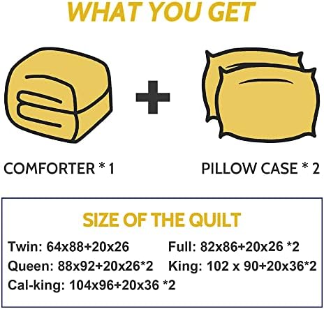 Decroom Twin Comforter Set - Yellow and Grey Down Alternative
