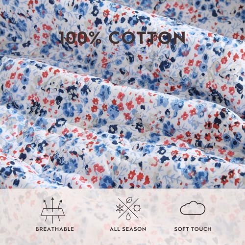 Laura Ashley Leona Flower Red Quilt Set FullQueen