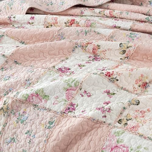 Chezmoi Abbi 2-Piece Pink Shabby Chic Quilt Set Twin Size