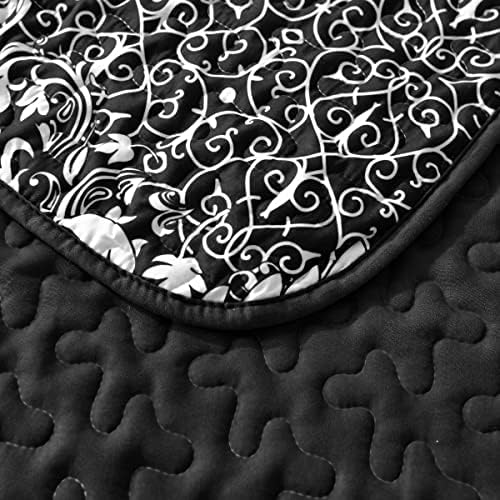 DJY Black Quilt Set Queen Size 3 Pieces 1
