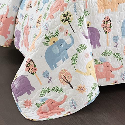 Lush Decor Hygge Elephant Quilt Set Twin White