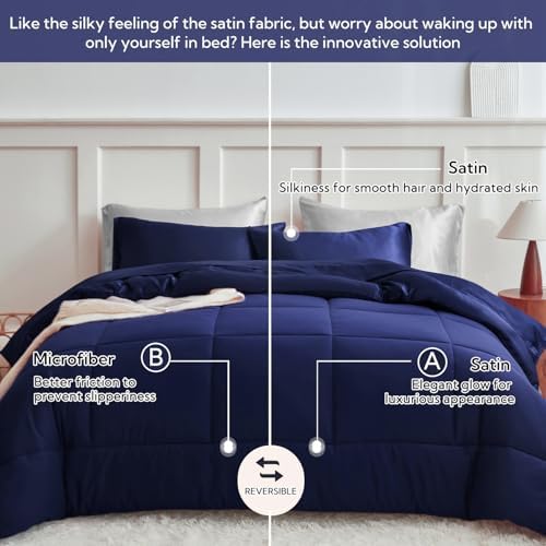 MRHM Reversible Comforter Set Navy Blue