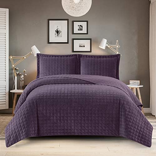 Royal Tradition Plush Velvet Purple Coverlets Set