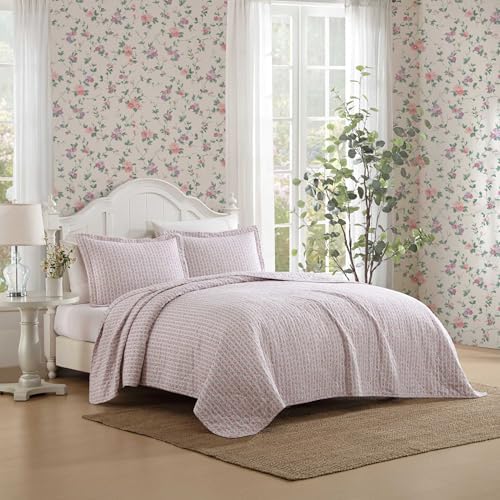 Laura Ashley Full Queen Quilt Set with Matching Shams