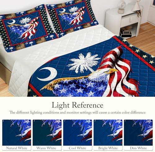 3 Piece Eagle Flag Quilt Set with Moon Tree Design 1