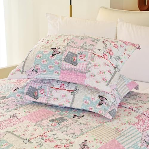 Cmfshape Reversible Quilt Set Pink Butterfly Twin