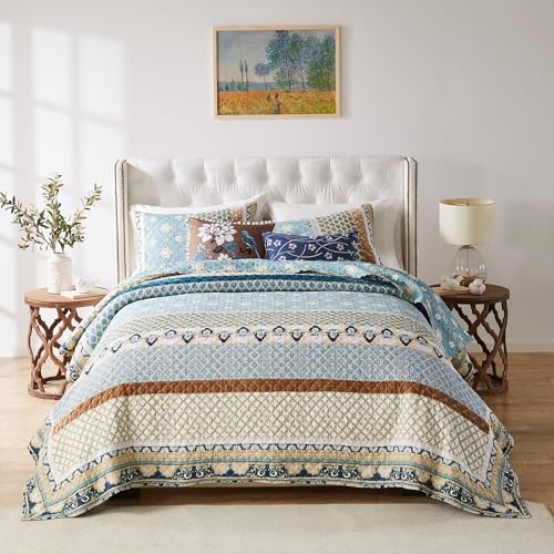 Greenland Home Thalia Quilted Bedding Set 3-Piece FullQueen Blue