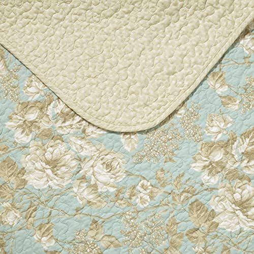 Laura Ashley Twin Quilt Set Cotton Reversible Bedding with Matching Sham