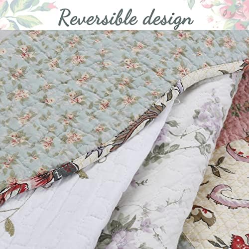 Cozy Line Floral Patchwork Quilt Bedding Set Queen 3 Piece