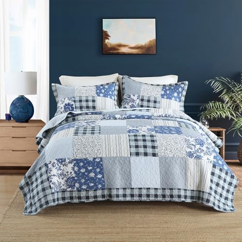 Camandy Cotton Reversible Quilt Bedding Set 3 Pieces King Size