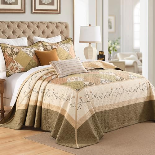 SahSahCasa 100 Cotton Oversized California King Bedspread Set
