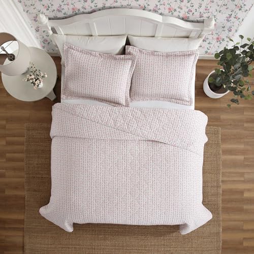 Laura Ashley Full Queen Quilt Set with Matching Shams