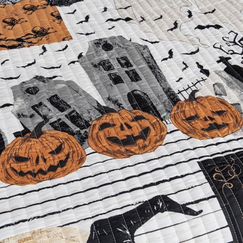 Cmfshape Halloween Quilt Set Queen Size Black Reversible