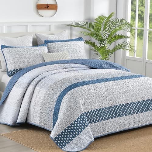 WONGS BEDDING Blue Boho Quilt Set Twin Size