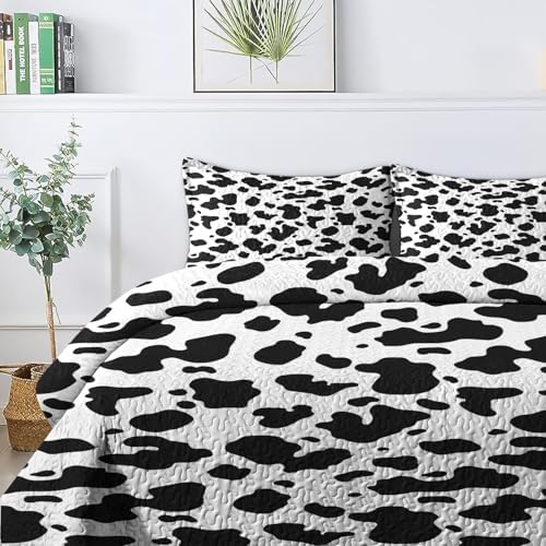 Pamnest Quilt Set Full Queen 3 Pcs Cow Print Bedding