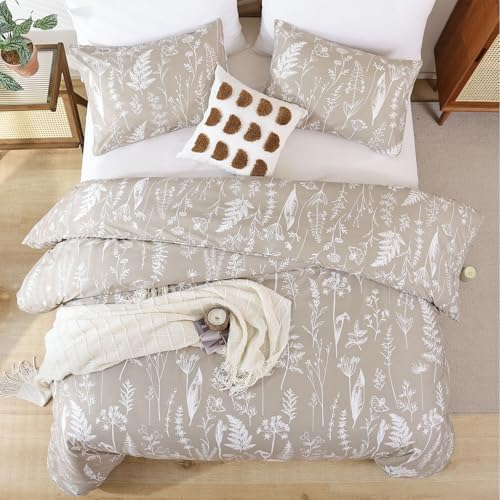 JANZAA Queen Comforter Set with Floral Patterns 3 Pieces