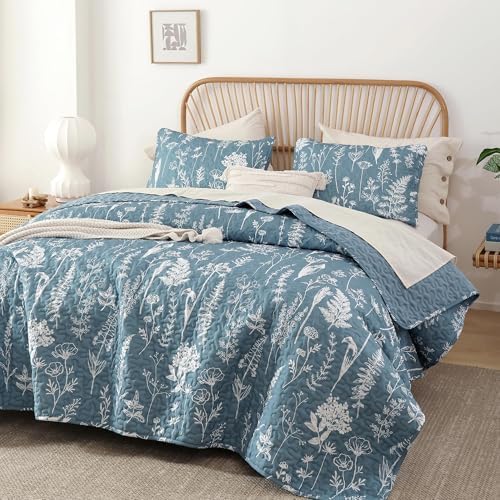JANZAA King Size Quilt Set with Floral Pattern