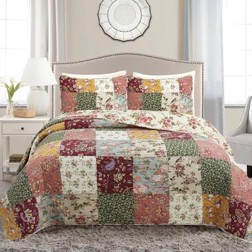 Cozy Line 100 Cotton Patchwork Quilt Bedding Set - Harvest King 3 Piece