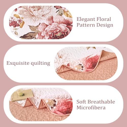 WONGS BEDDING Blush Floral Queen Quilt Set