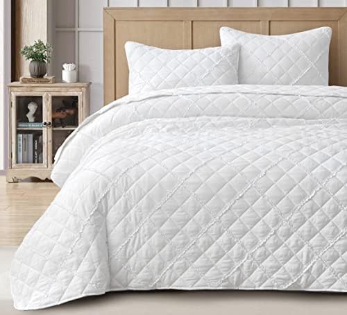 Chezmoi Annabelle 2-Piece White Quilt Set - Twin Size