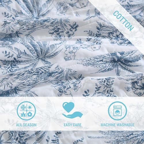 Tommy Bahama King Quilt Set with Shams - Reversible Cotton Bedding