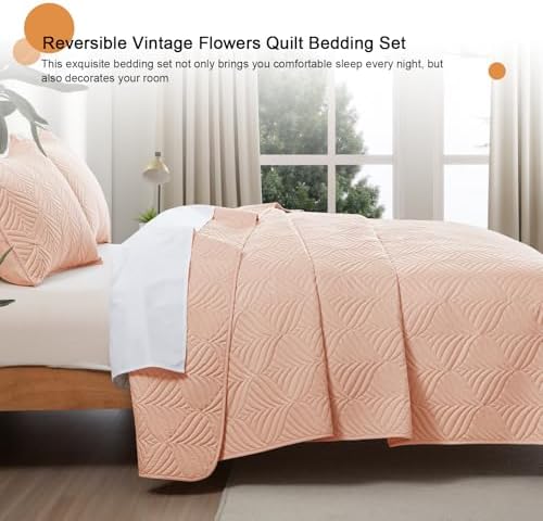 Whale Flotilla Blush Pink Quilt Set Twin Size 2-Piece