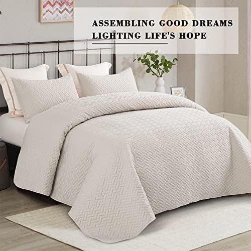 Exclusivo Mezcla Full Queen Quilt Bedspread Set with Basket Weave Pattern