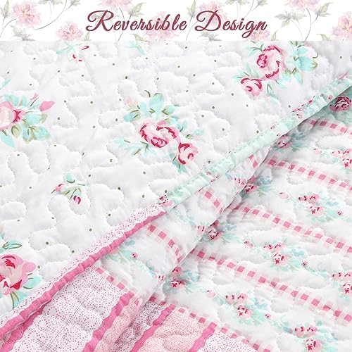 Cozy Line Bloom Floral Reversible Quilt Bedding Set Twin 2 Piece