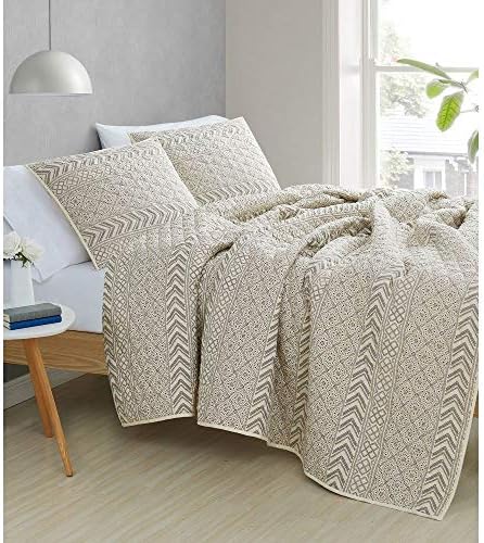 TRP 2 Piece Black Ivory Quilt Set with Reversible Design