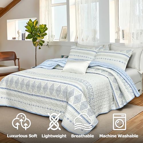 SLEEPBELLA Geometric Cotton Quilt Set 3Pcs Queen 1