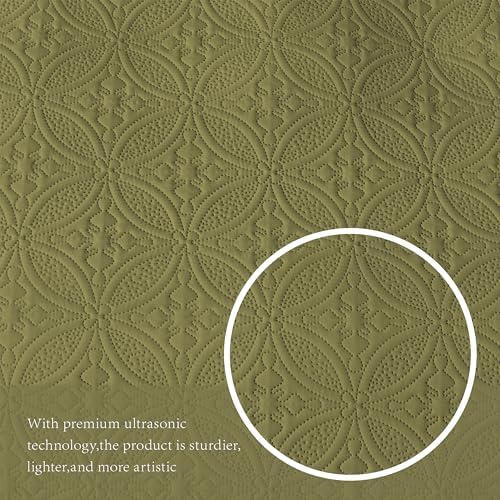 WURUIBO Twin Quilt Set Olive Green Microfiber 1