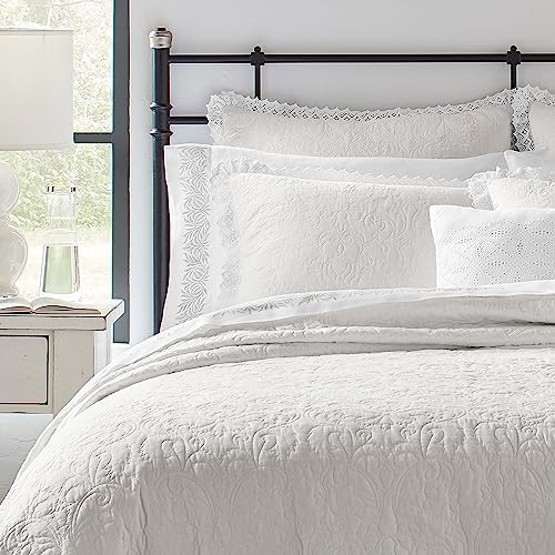 Laura Ashley Twin Quilt Set Reversible Cotton Bedding with Matching Sham