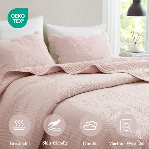 Madison Park Tuscany Quilt Set Damask Design Coverlet Bedspread 3 Piece